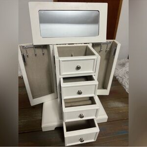 White Jewelry Organizer with Mirror